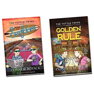 The Tuttle Twins Set of 12 by Connor Boyack & Bonus Activity Book, The Law, Miraculous Pencil, Food Truck Fiasco, Road to Surfdom, Golden Rule, Fate of the Future, Education Vacation, Leviathan Crisis