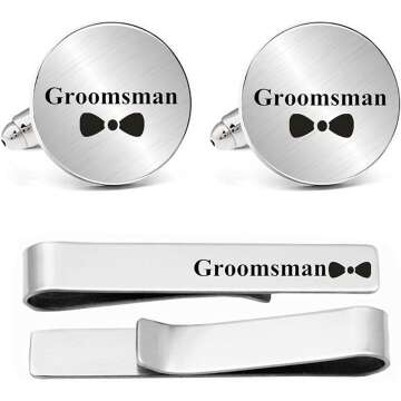 Kooer Custom Cufflinks & Tie Clip Set - Personalized Wedding Gifts for Men