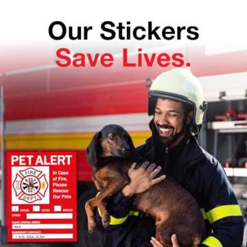 Pet Alert Safety Fire Rescue Sticker - Save Our Pets Emergency Pet Inside Decal - in Case of Emergency Danger Pet in House Home Window Door Sign