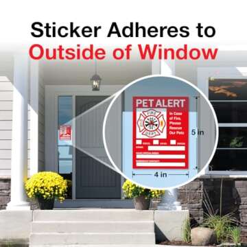 Pet Alert Safety Fire Rescue Sticker - Save Our Pets Emergency Pet Inside Decal - in Case of Emergency Danger Pet in House Home Window Door Sign