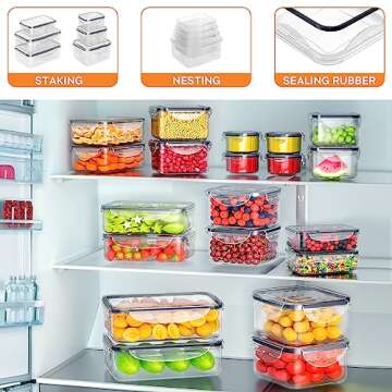 40 PCS Food Storage Containers with Lids Airtight (20 Containers & 20 Lids), Plastic Storage Meal Prep Container-Stackable 100% Leakproof & Microwave Organization and Storage Sets, Lunch Containers