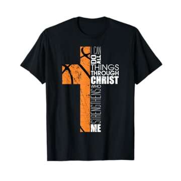 Christian Basketball Gifts Teen Boys Men Religious Verses T-Shirt