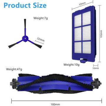 Replacement Filter Brush Set Compatible with E-ufy RoboVac X8 Series Robotic Vacuum Cleaner Accessories
