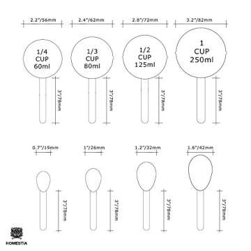 Homestia Gold Measuring Spoons and Cups Set, Stainless Steel, Kitchen Gadgets for Cooking and Baking, Measurements for Dry & Liquid Ingredients, Gold Kitchen Accessories, Mental Measuring Cups