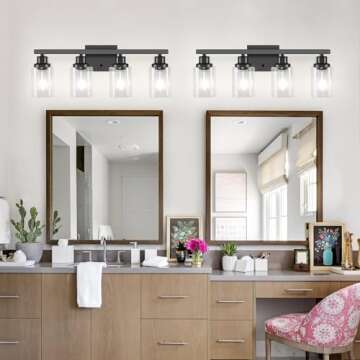 DIKAIDA Matte Black 4-Light Bathroom Vanity Sconce