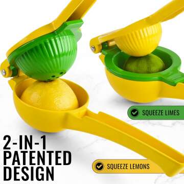 Zulay Kitchen 2-in-1 Lemon Squeezer for Maximum Juice