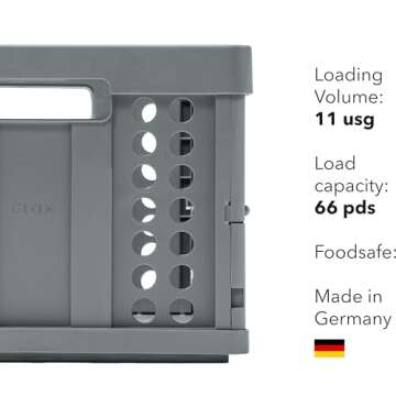 CLAX® The Original | Made in Germany | Multi Use Functional Collapsible Carts | Mobile Folding Trolley | Storage Cart Wagon | Shopping Cart with 2 Storage Crates | Platform Truck (Light Grey)