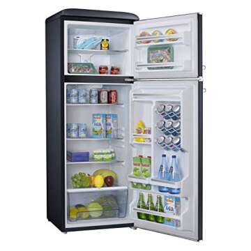 Galanz GLR12TBKEFR Refrigerator, Dual Door Fridge, Adjustable Electrical Thermostat Control with Top Mount Freezer Compartment, Retro Black, 12.0 Cu Ft