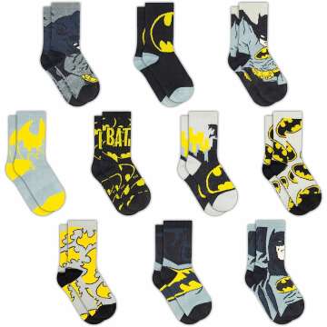 DC Comics Boys Socks 10-Pack