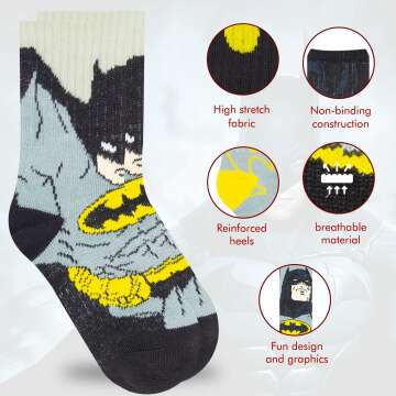 DC Comics Boys 10-Pack Socks for Toddler