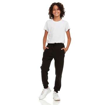 PURE CHAMP 3Pk Boys Sweatpants Fleece Athletic Workout Kids Clothes Boys Joggers with Zipper Pocket and Drawstring Size 4-20 (SET1 Size 10/12)