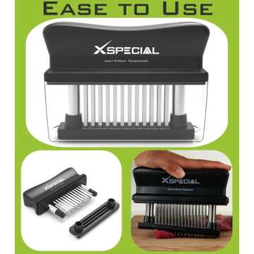 XSpecial Meat Tenderizer Tool 48 Blades Stainless Steel - Kitchen Cooking Gadgets Tools with Ultra Sharp Needle That Makes Steak & Chicken Tender - No More Hammer, Meat Pounder Or Mallet