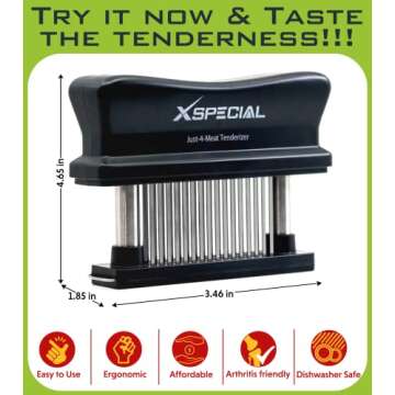 XSpecial Meat Tenderizer Tool 48 Blades Stainless Steel - Kitchen Cooking Gadgets Tools with Ultra Sharp Needle That Makes Steak & Chicken Tender - No More Hammer, Meat Pounder Or Mallet