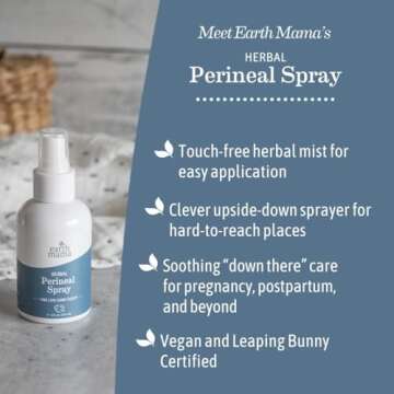 Earth Mama Herbal Perineal Spray | Safe for Pregnancy and Postpartum Recovery, Witch Hazel Natural Cooling Spray For After Birth Feminine Care Essentials, No Benzocaine or Butane, 4-Fluid Ounce