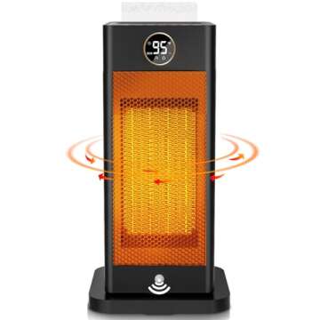 Space Heaters for Indoor Use,1500W PTC 2s Fast Heating Space Heater Large Room with Sensor Humidifier 3D Flame Effect Oscillating,Heater for Bedroom,Office,Dark Black