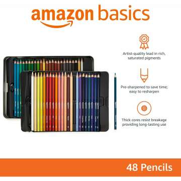 Colored Pencils 48 Count - Amazon Basics Soft Core