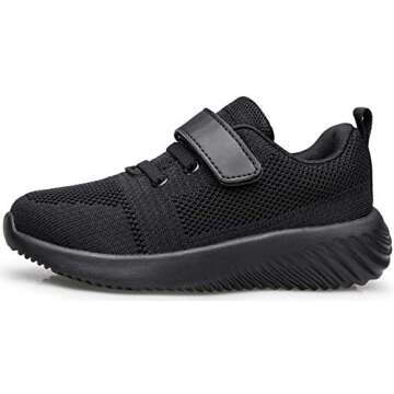 Wonvatu Toddler Little Kid Sneakers Boys Girls Cute Strap Walking Athletic Running Sports Shoes Black Size Toddler 6