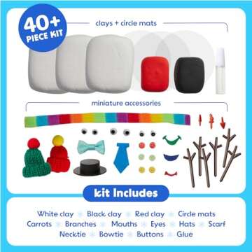 Dan&Darci Snowman Making Kit for Kids - Build a Snow Man Craft Kits for Girls, Boys, Toddlers Ages Kid Winter Christmas Crafts Activities Stocking Stuffers Fun Toys Ideas for 6, 7, 8 Year Old