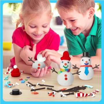 Dan&Darci Snowman Making Kit for Kids - Build a Snow Man Craft Kits for Girls, Boys, Toddlers Ages Kid Winter Christmas Crafts Activities Stocking Stuffers Fun Toys Ideas for 6, 7, 8 Year Old