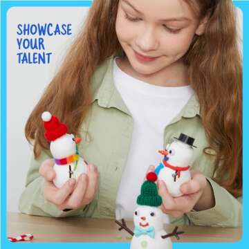 Dan&Darci Snowman Making Kit for Kids - Build a Snow Man Craft Kits for Girls, Boys, Toddlers Ages Kid Winter Christmas Crafts Activities Stocking Stuffers Fun Toys Ideas for 6, 7, 8 Year Old