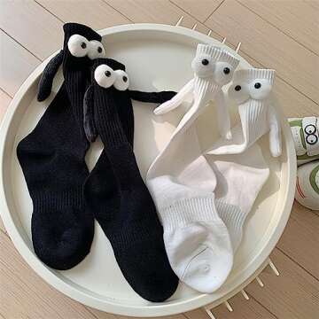 Smilelife 2 Pairs Magnetic Holding Hands Socks-Funny Gifts For Best Friends