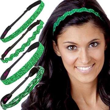 Hipsy Irish Green Hairbands St Patricks Day Accessories Clover Headband Gift Packs (St Patrick's Irish Green Glitter 4pk)