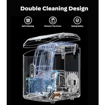 Portable Nugget Ice Maker with Self-Cleaning Function