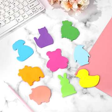 540 Pieces Cartoon Animal Sticky Notes 9 Color Bright Colorful Sticky Pad Animal Shaped Cute Memo Dog Shaped Neon Colors Self Sticky Note for Office Home, 9 Styles, 30 Sheets Per Pad