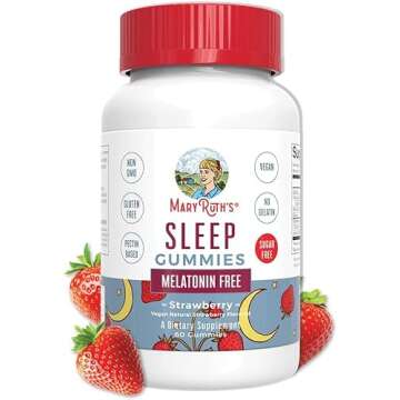 Sleep Gummies by MaryRuth's | Sugar Free | NO Melatonin | L Theanine | Lemon Balm Leaf | Chamomile | Vitamin B6 | Relaxation & Sleep Support | Stress Relief | Vegan | Gluten Free | 60 Count