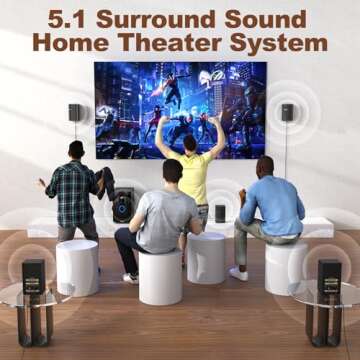 Bobtot Surround Sound Systems Wireless Rear Satellite Speakers - 800W 6.5inch Subwoofer 5.1/2.1 Channel Home Theater Systems