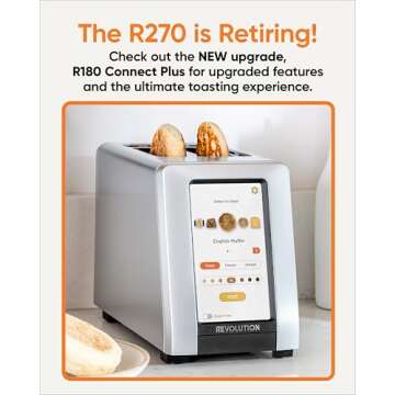 Revolution R270 High-Speed Touchscreen Toaster, 2-Slice Smart Toaster with Patented InstaGLO Technology, Warming Rack & Panini Press