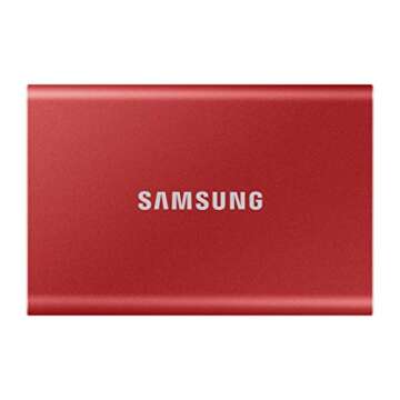 SAMSUNG T7 500GB, Portable SSD, up to 1050MB/s, USB 3.2 Gen2, Gaming, Students, & Professionals, External Solid State Drive (MU-PC2T0R/AM), Red