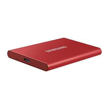 SAMSUNG T7 500GB, Portable SSD, up to 1050MB/s, USB 3.2 Gen2, Gaming, Students, & Professionals, External Solid State Drive (MU-PC2T0R/AM), Red