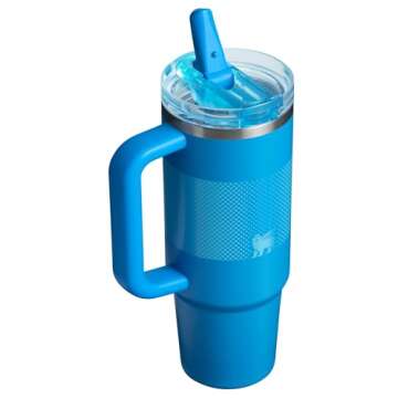 Stanley Quencher ProTour Flip Straw Tumbler with Leakproof Lid 30 oz | Built-In Straw & Handle | Cupholder Compatible for Travel | Insulated Stainless Steel Cup | BPA-Free | Azure Fade