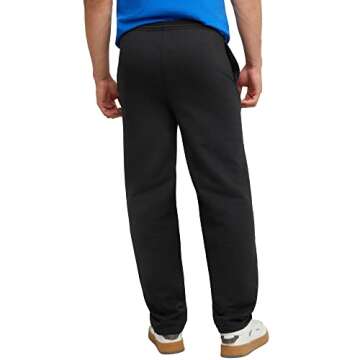 Hanes Men's EcoSmart Black Open Leg Pants with Pockets, Size S – Comfort Meets Style