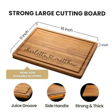 Personalized Wood Engraved Cutting Board - Customized Chopping Block - Unique Present for Wedding, Anniversary, Housewarming, Birthday, Holiday Gift Idea For Friends, Family, Mom, Dad.