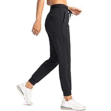 G Gradual Women's Joggers Pants with Zipper Pockets High Waisted Athletic Tapered Sweatpants for Women Workout Lounge (Black, X-Small)