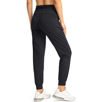 G Gradual Women's Joggers Pants with Zipper Pockets High Waisted Athletic Tapered Sweatpants for Women Workout Lounge (Black, X-Small)