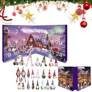 Gnome Advent Calendar 2024, 24 Day Christmas Gnome Advent Calendar with 24 Collectible Gnome Dolls, Gnome Plush Toy, Gnome Countdown Calendar for Kids Adults (B)