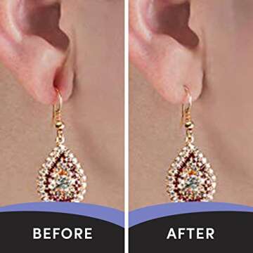 Lobe Miracle- Clear Earring Support Patches - Earring Backs For Droopy Ears - Ear Care Products for Torn or Stretched Ear Lobes (60 Patches)