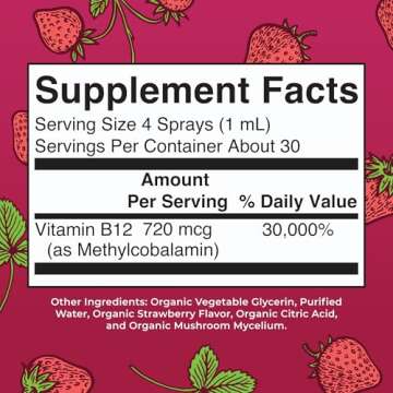 MaryRuth's Vitamin B12 Liquid Spray | Vegan, Non-GMO, Gluten-Free | USDA Organic B12 Vitamin Supplement | Energy & Nervous System Support | B12 Vitamins for Women & Men | VIT b12 1,500 mcg | 1 Fl Oz