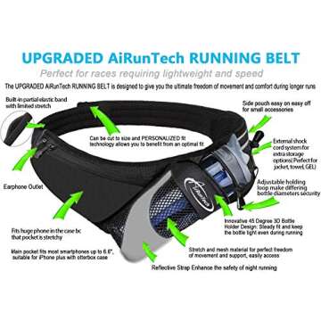 AiRunTech Running Hydration Belt with Water Bottle Holder,Hiking Fanny Pack for Phone and Wallet,Running Bag Runners Essentials Accessories Marathon Triathlon Walking Jogging Gear Gift