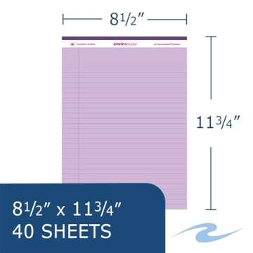 ROARING SPRING Enviroshades Recycled Colored Legal Pads, 3 pack, 40 Sheets, 8.5" x 11.75", pack includes 1 of each Orchid (Purple), Blue and Green pads.