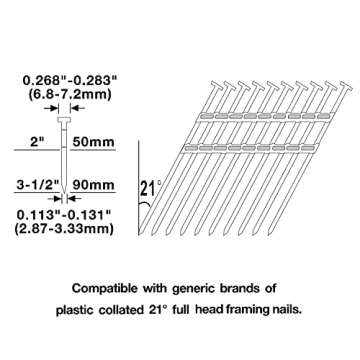 NuMax SFR2190 Pneumatic 21 Degree 3-1/2" Framing Nailer