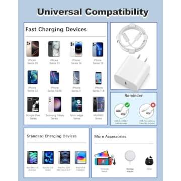 iPhone 16 15 Charger Fast Charging, USB C Charger Block Type C Charger iPhone 16 Charger with 2 Pack 6FT USB C Cable for iPhone 16/16 Plus/16 Pro/16 Pro Max/iPhone 15/15 Pro Max/iPad Pro/AirPods