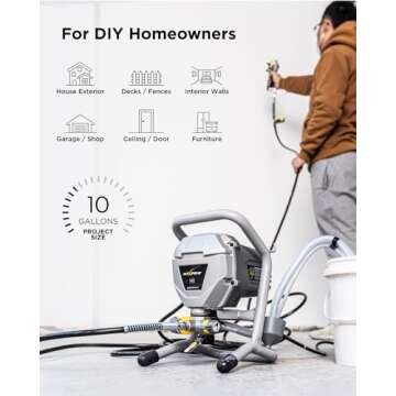 MaXpray M1 Airless Paint Sprayer, Highly Efficient Thinning-Free Minimal Overspray for Up to 10 Gallon DIY Painting Projects Home Interior & House Exterior, Comes with Sprayer Accessories