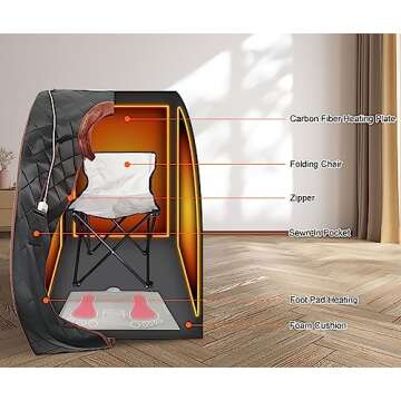 TaTalife Infrared Sauna| Portable Personal Sauna| Home Spa Sauna| Separate Heating Foot Pad and Portable Upgrade Reinforced Chair, Relaxation at Home (L 27.6”x W 31.5”x H 37.8”)