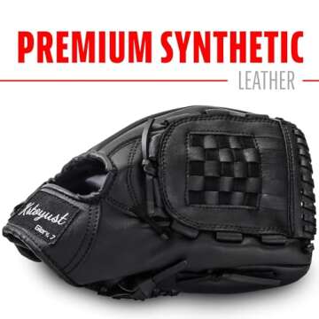 KRTOYUST® | Baseball Glove | Performance Composite Leather Baseball Mitts for Adult Youth | Baseball Softball Outfield Infield Mitts (Basket Web, 12 Inch, Right Hand Throw)