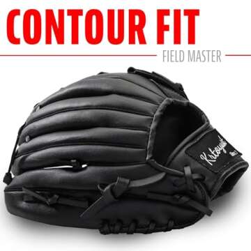 KRTOYUST® | Baseball Glove | Performance Composite Leather Baseball Mitts for Adult Youth | Baseball Softball Outfield Infield Mitts (Basket Web, 12 Inch, Right Hand Throw)