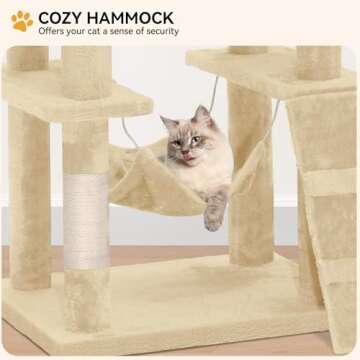 YITAHOME 75in Cat Tree Tower for Indoor Cats, Multi-Level Cat Furniture with Scratching Posts, Cat Caves, Padded Perch, Cozy Hammock, Ladder, and Plush Balls for Kittens, Pet Play House Beige